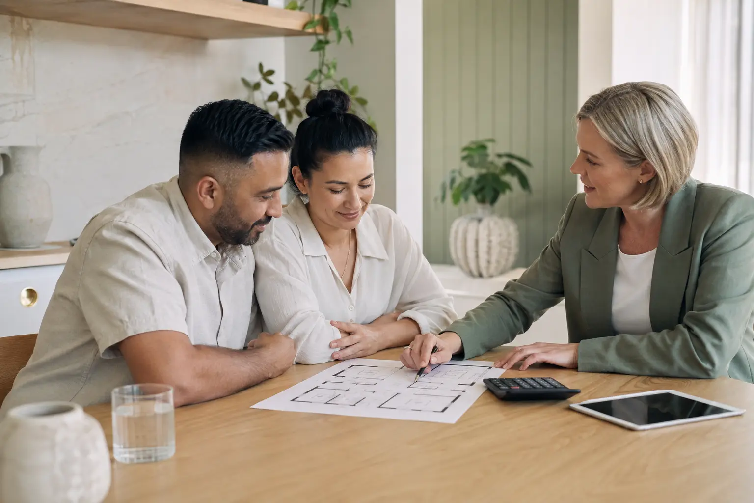 Australian clients discussing property and finance goals with a mortgage broker